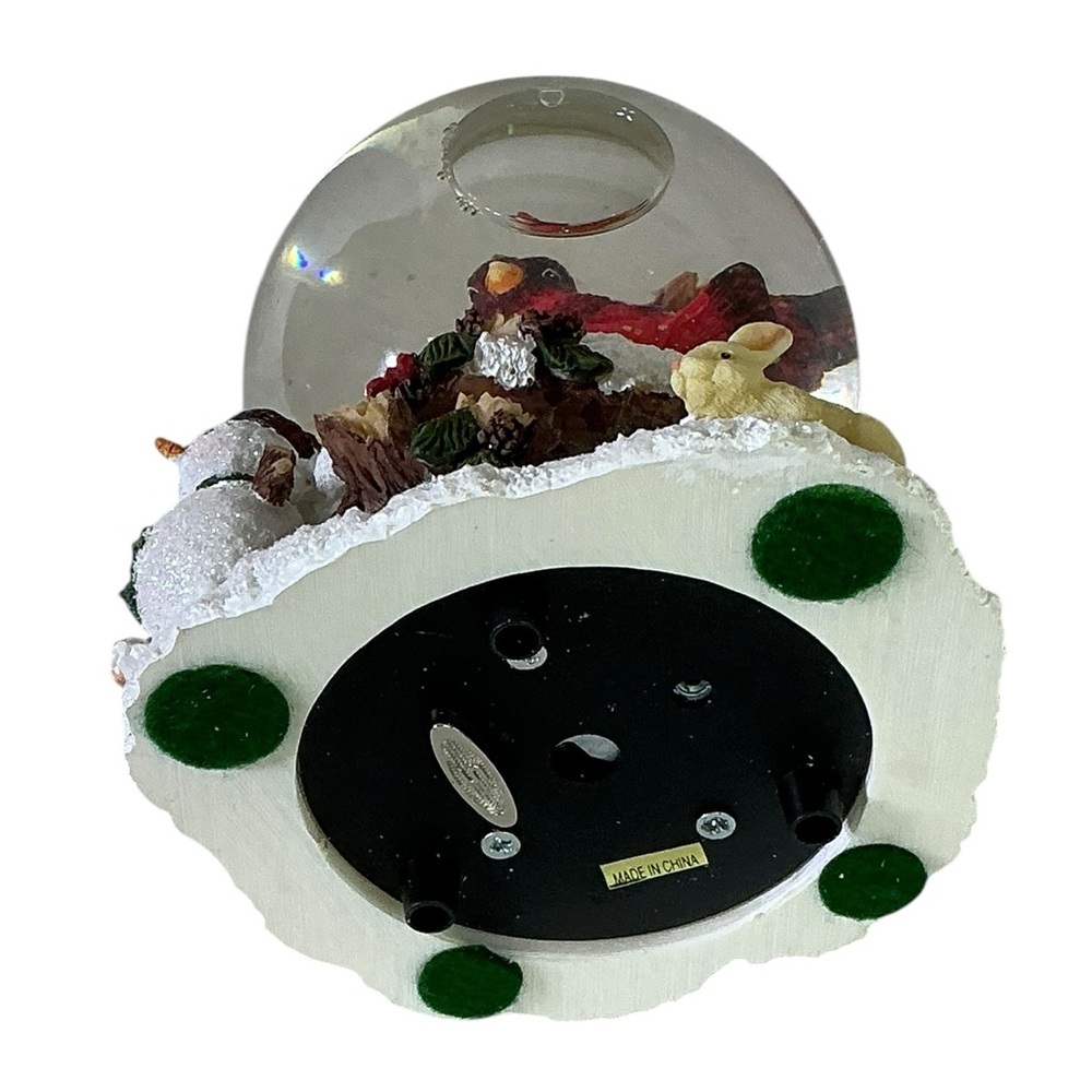 Cracker Barrel Vintage Musical Snow Globe White Christmas Song Cardinal Red Bird - Picture 12 of 16